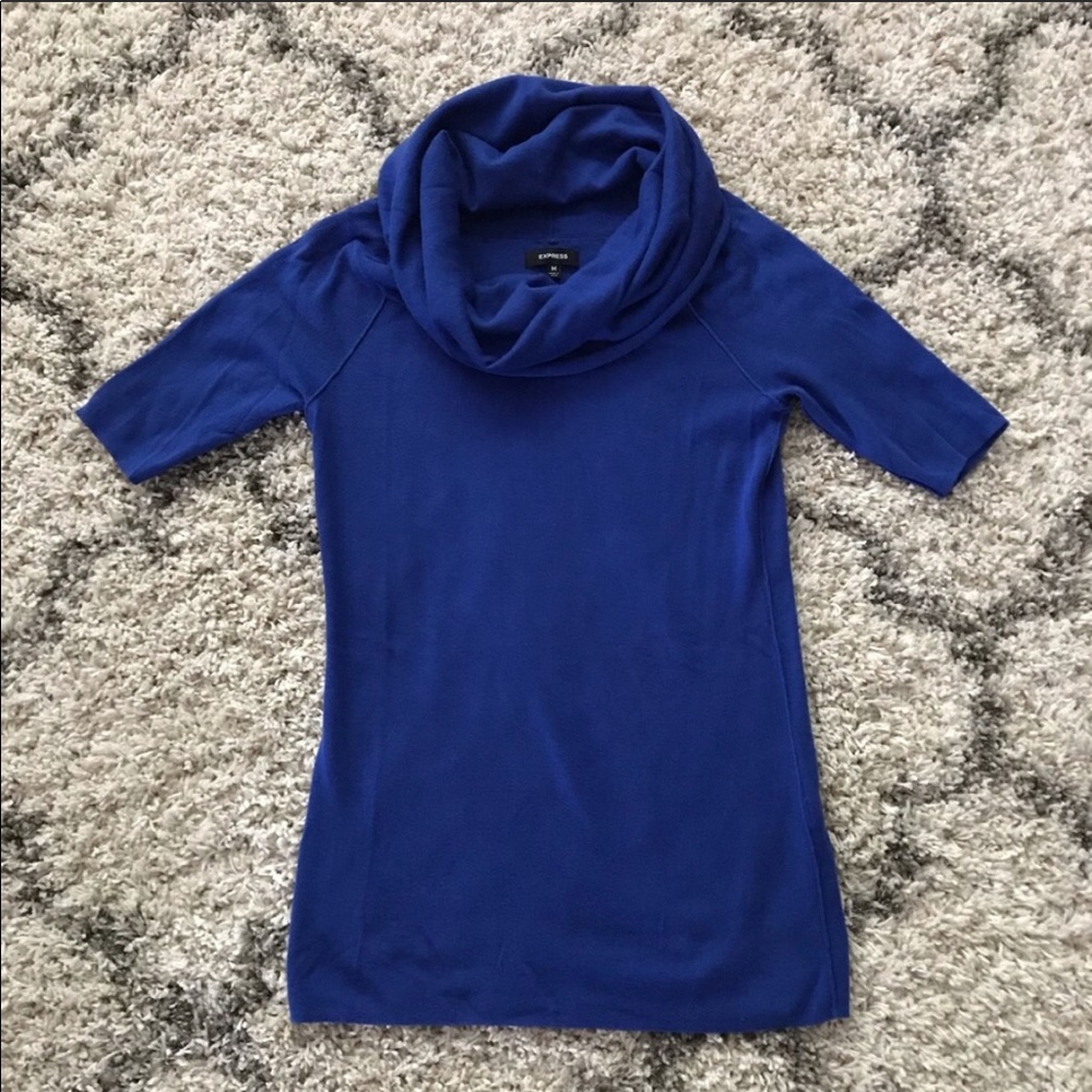 Blue Cowl Neck 3/4 sleeve sweater